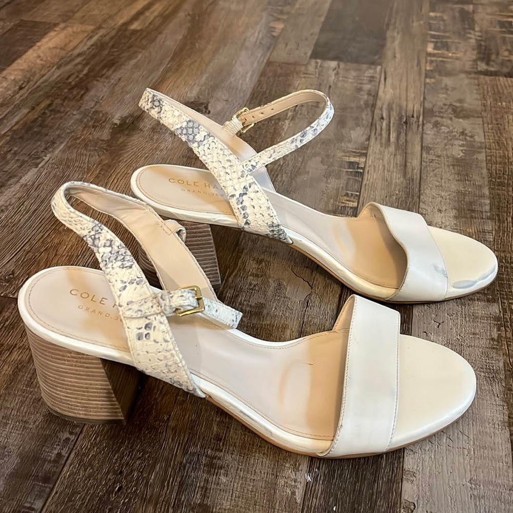Cole Haan Ivory and Snake Skin Heels